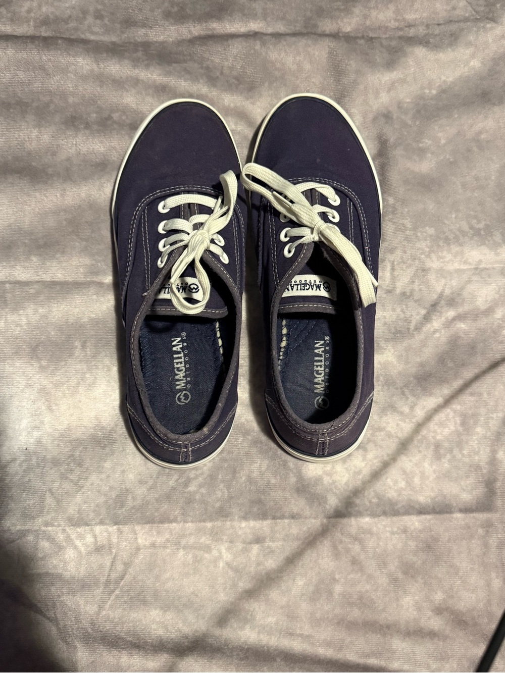 Magellan Outdoors Navy Blue Canvas Sneakers with White Laces